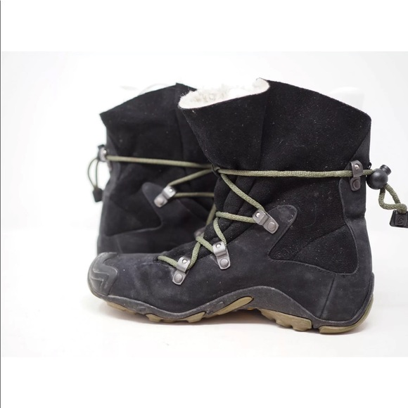 Merrell Black Leather Fur Line Winter Snow Boots Women Sz 5 - Picture 4 of 12